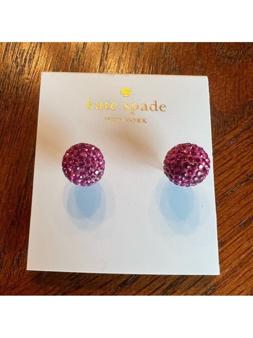 NWT Kate Spade Razzle Dazzle Magenta Ball Earrings - Picture 1 of 2